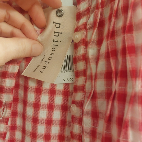 Philosophy Red Gingham Sleeveless Top - Picture 3 of 3